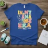 In My Mama To Be Era loading 2026 text with floral pregnant silhouette graphic on a blue t-shirt
