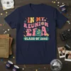 Retro "In My Reunion Era Class of 2005" text design with a graduation cap and champagne glasses graphic