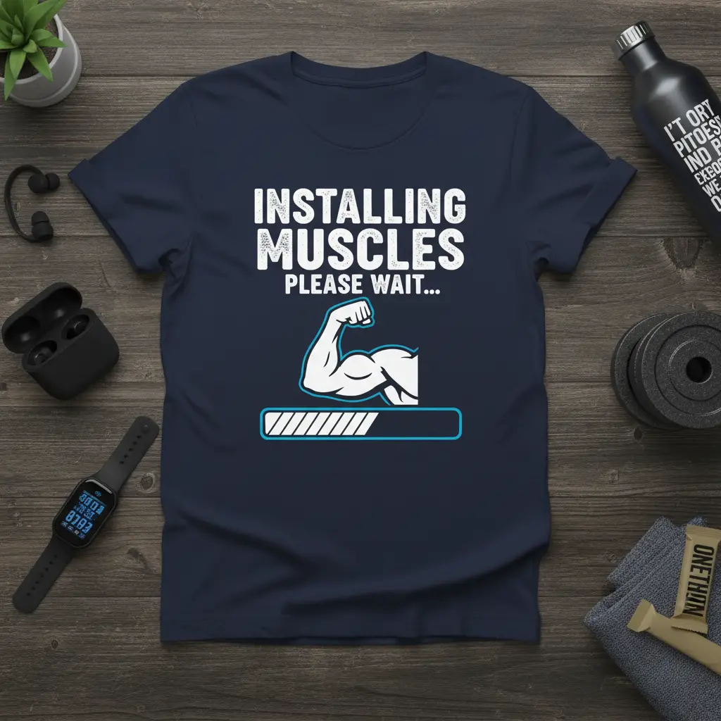 Installing Muscles Please Wait Gym Humor T-Shirt
