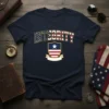 Navy t-shirt with "INTEGRITY" in American flag-themed letters above a shield emblem