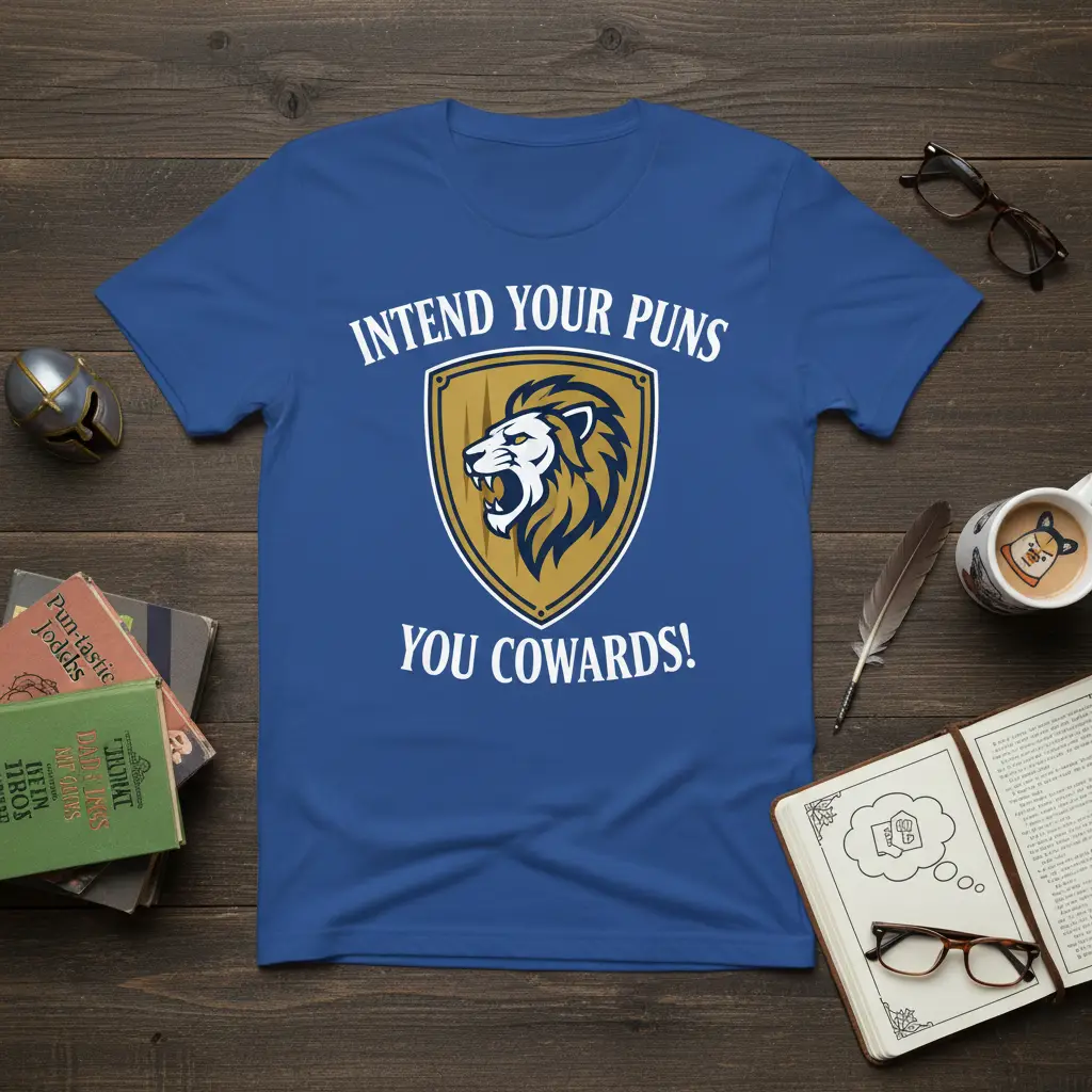 Intend Your Puns You Cowards! Lion Crest Tee