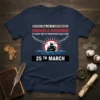 International Day of Remembrance t-shirt with text "Honour & Remember" and a ship graphic with chains