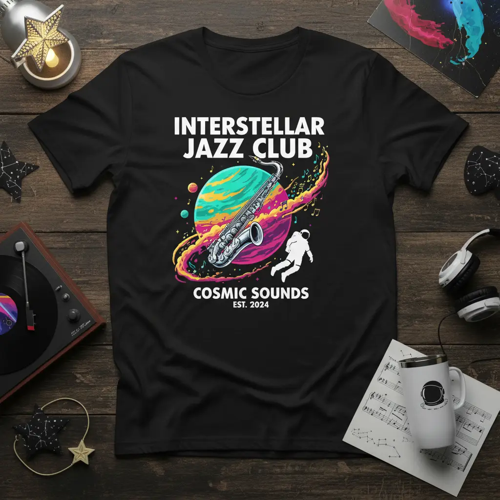 Interstellar Jazz Club Cosmic Sounds Tee Unique Music Gift