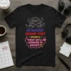 Black t-shirt with 'Introvert Horror Story Episode 5: Today We'll Be Working in Groups?!' quote and spooky monster graphics