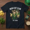 Irish Cat Club Est. 2024 t-shirt design featuring two cool cats in sunglasses and green attire