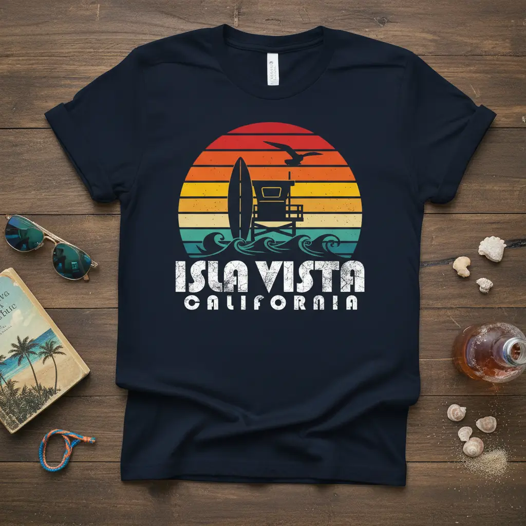 Isla Vista California Beach Vibes T-Shirt Retro Surf Sunset