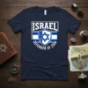 Israel Defender of Zion t-shirt with Star of David emblem and blue and white stripes
