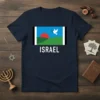 Israel peace dove t-shirt with sun, hills, and text ISRAEL