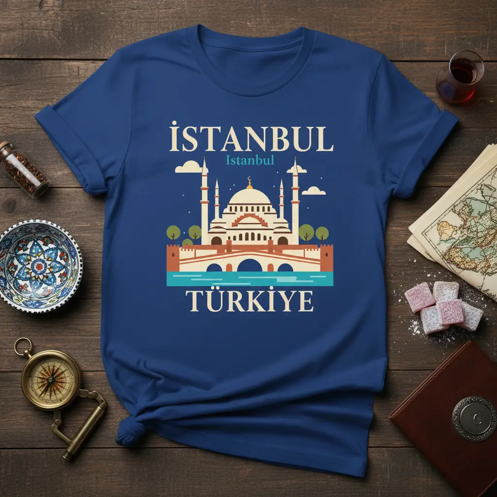 Istanbul Turkiye Mosque T-Shirt design with detailed mosque graphic and city name text for travelers
