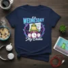 It Is Wednesday My Dudes frog t-shirt with a crowned frog sitting on alarm clocks, surrounded by neon vines