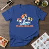 Itadakimasu T-Shirt with cute sushi characters riding a wave, Japanese food theme