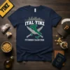 Ital Yinz Pittsburgh Italian Pride t-shirt design featuring Italy map, crossed knives, and Pittsburgh skyline graphic