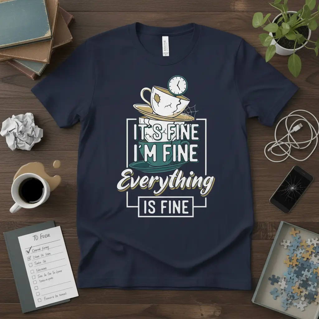 It’s Fine I’m Fine Everything Is Fine T-Shirt Funny Chaos Quote