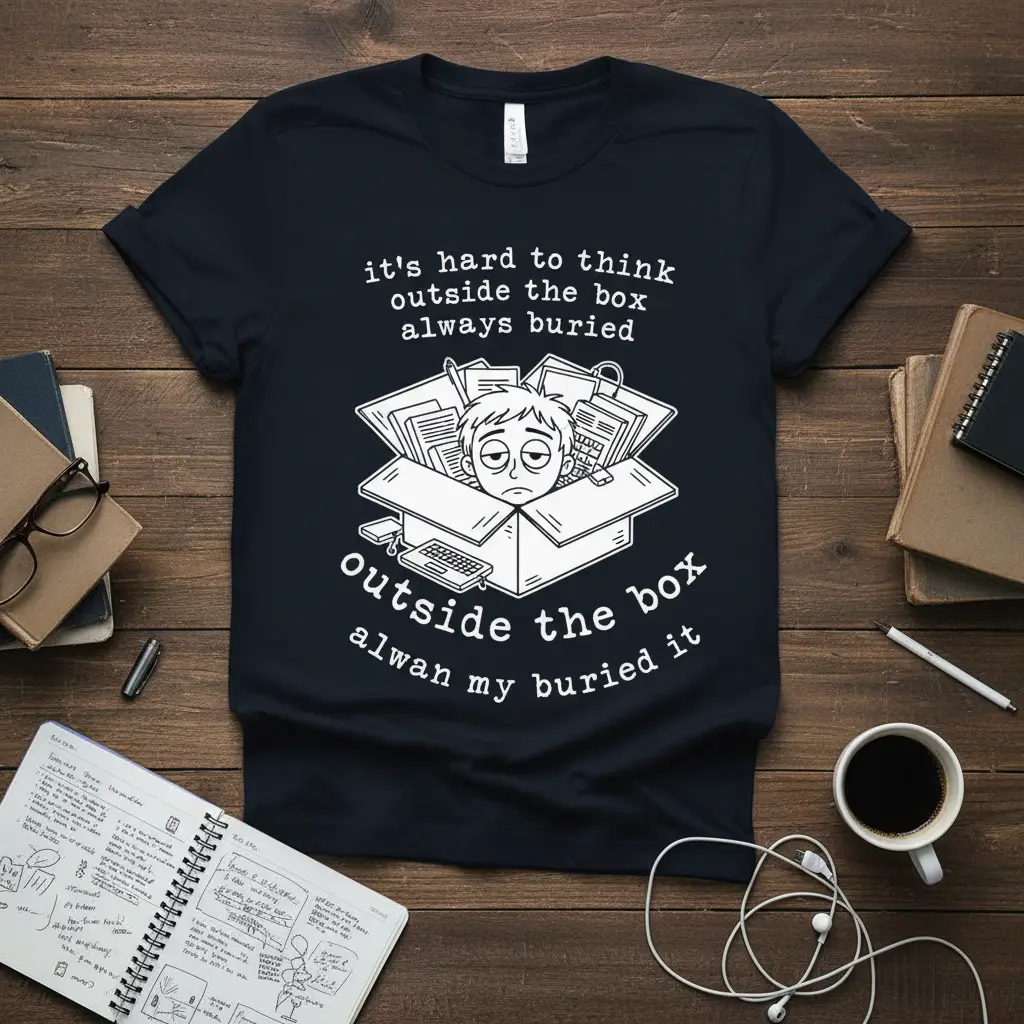 It’s Hard to Think Outside the Box T-Shirt Funny Quote Design