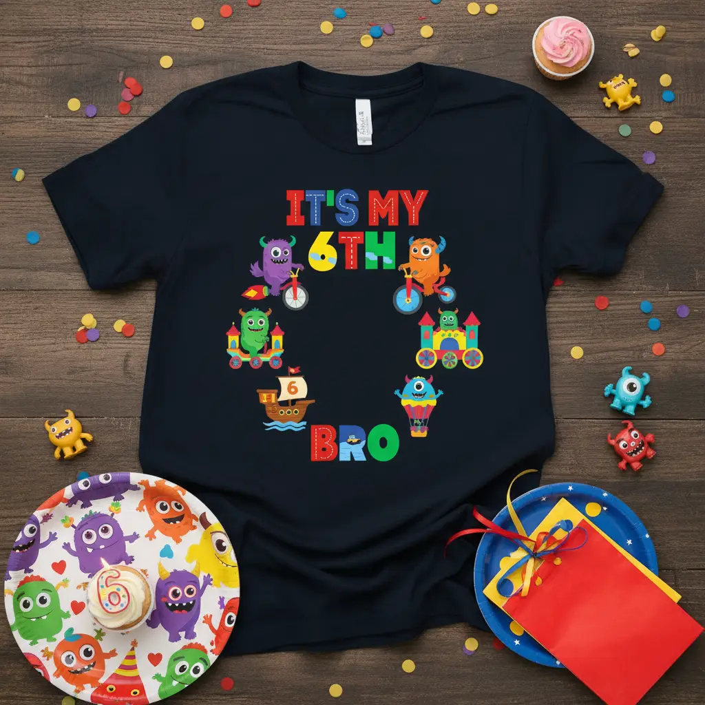 It’s My 6th Bro Birthday Monster T-Shirt for Boys