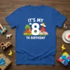 It's My 8th Birthday t-shirt with rooster, chicks, cow, pig, and barn graphic