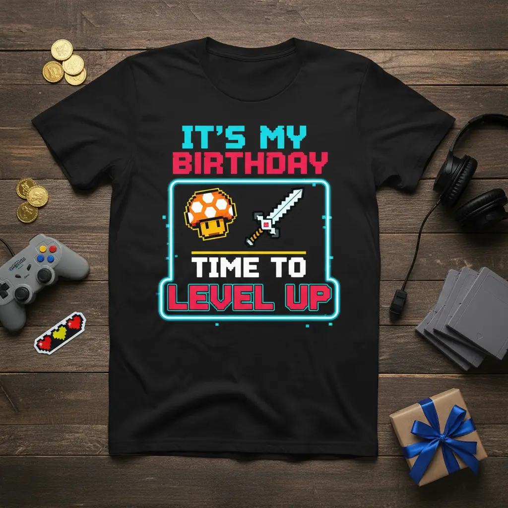 It’s My Birthday Time to Level Up Gamer T-Shirt