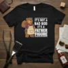 It's Not a Bad Bod It's a Father Figure quote on a black t-shirt with a cartoon bear wearing an