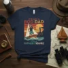 It's Not a Bod Dad It's a Father Figure quote on a navy t-shirt with a sailing man graphic