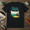 Black t-shirt featuring "It's a Mid Century Modern Thing!" text with retro living room scene, record player, and 33 RPM