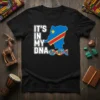It's In My DNA T-Shirt featuring the Congo flag map and DNA helix graphic in white and blue tones