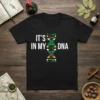 Dominica flag DNA helix design with "IT'S IN MY DNA" text on a black t-shirt