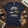 Jake's Cool Cats HAPPINESS is IN THE PURSUIT quote with a hand reaching for a running cat graphic on a