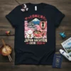 Japan Vacation Crew 2026 t-shirt design with Japanese castle, Mt. Fuji, Maneki-neko, ramen, and cherry blossoms