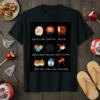 Japanese Festival Foods and Games T-Shirt design featuring illustrations of Hyottoko mask, peber fan, big drum, water balloon, firework, goldfish