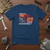 JAPSPEED 89 RPM Engine T-Shirt design with bold orange numbers and engine graphic, plus a speed gauge and sequence 1-7