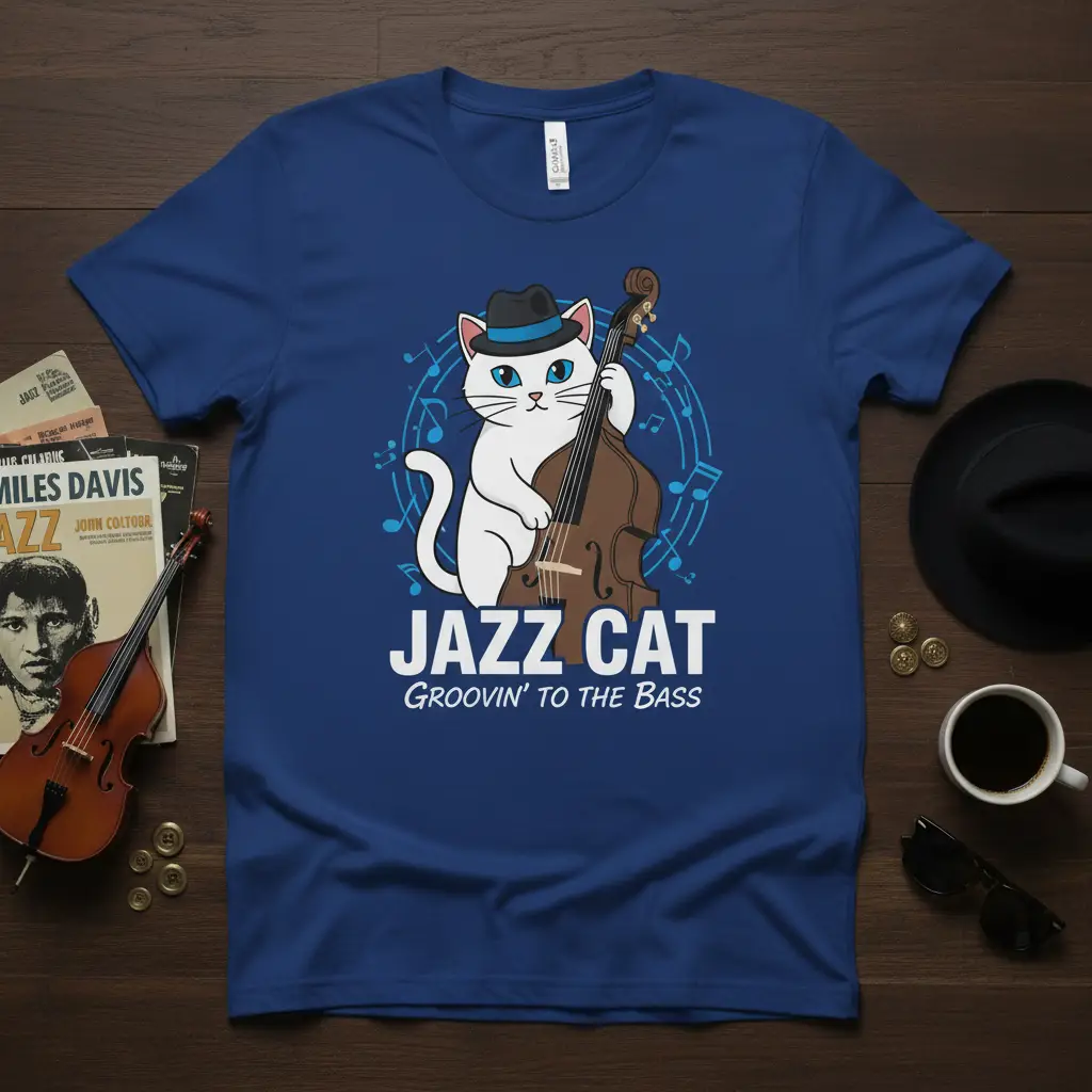 Jazz Cat Groovin’ to the Bass T-Shirt Music Lover Gift