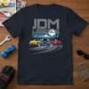 JDM LEGENDS t-shirt design featuring three iconic Japanese cars with Mount Fuji in the background, representing car enthusiast culture