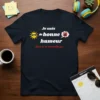 French quote "Je suis de bonne humeur alors ne m'emmerdez pas" on a dark t-shirt with sun and crossed-out bomb