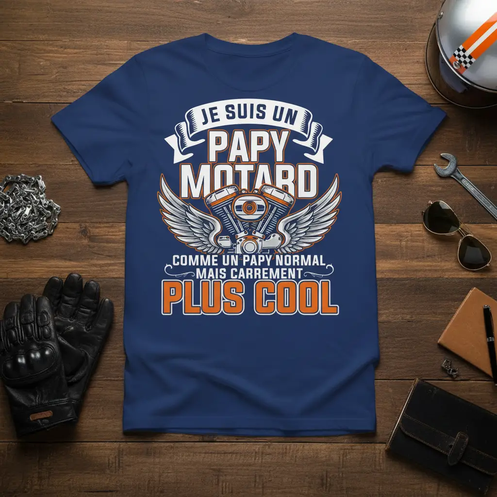 Je Suis Un Papy Motard T-Shirt Funny French Motorcycle Grandpa Gift