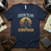 Jeden ślad jedna pasja motorcycle t-shirt design with a biker riding on a road during sunset