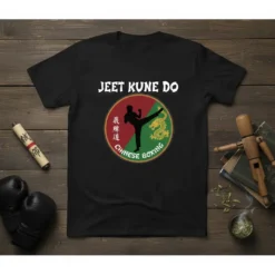 Jeet Kune Do Chinese Boxing t-shirt with silhouette of fighter and dragon graphic