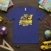 Jefferson Elementary School mascot t-shirt featuring a cartoon tiger and the school name in bold yellow letters