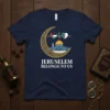 Jerusalem Belongs To Us t-shirt design with Palestine and Algeria flags, crescent moon, and Dome of the Rock graphic