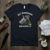 Jess' Barbershop Northglenn, CO T-Shirt with vintage scissors, comb, and straight razor graphic