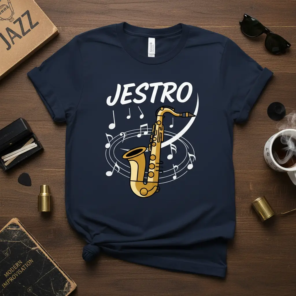Jestro Saxophone Player T-Shirt Jazz Music Gift