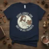 Jesus Loves You But I'm His Favorite humorous Christian t-shirt design featuring Jesus holding a squirrel