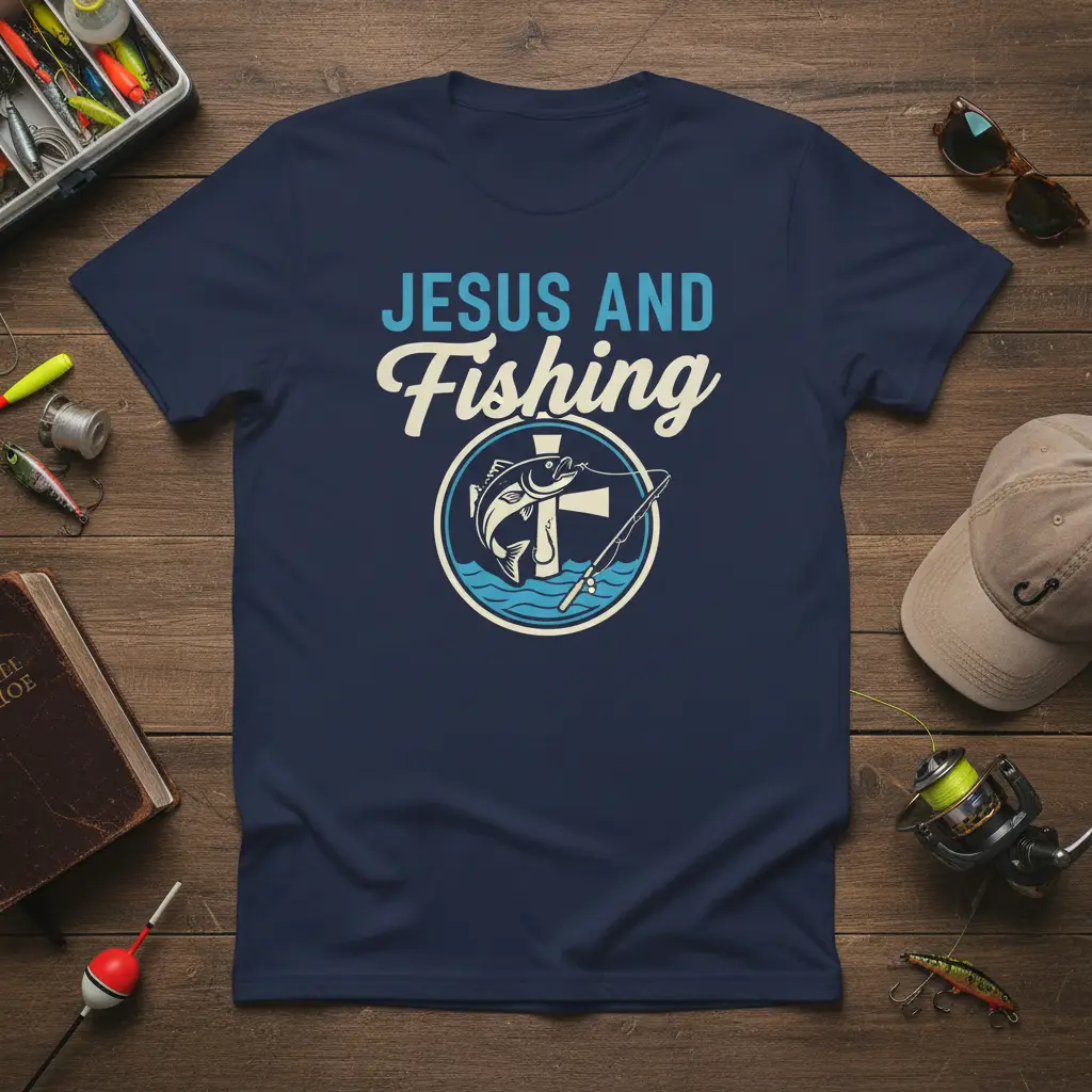 Jesus and Fishing T-Shirt Christian Fisherman Gift