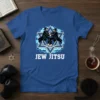 Jew Jitsu T-Shirt with two men in black coats wrestling inside a Star of David graphic