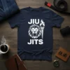 Jiu Jitsu Lion Torch T-Shirt with a white lion head graphic and flaming torch, representing martial arts and BJJ spirit