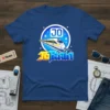 JO TRAIN t-shirt design featuring a futuristic train on a blue background with stars and bold lettering