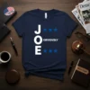 Navy blue t-shirt with white text "JOE OBVIOUSLY" and four blue stars, designed for election supporters