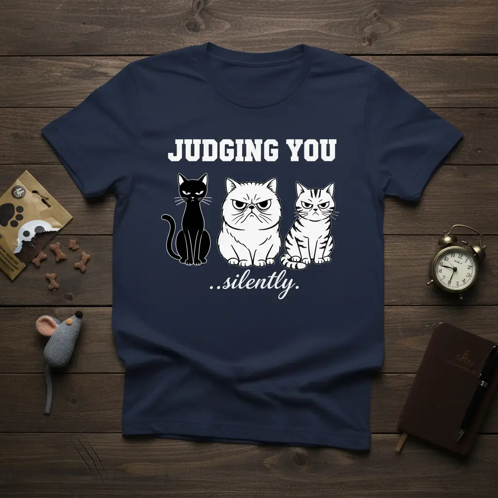 Judging You Silently Cats eye-catching design printed on soft premium material creating a standout t-shirt