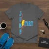 Jump Start t-shirt with a blue lightning bolt graphic and blue text, designed for motivational wear