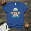 June 24 2022 #ProLife text with a lotus flower graphic on a blue t-shirt