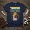 Juneteenth Breaking Every Chain Since 1865 t-shirt design with diverse hands breaking chains and a dove